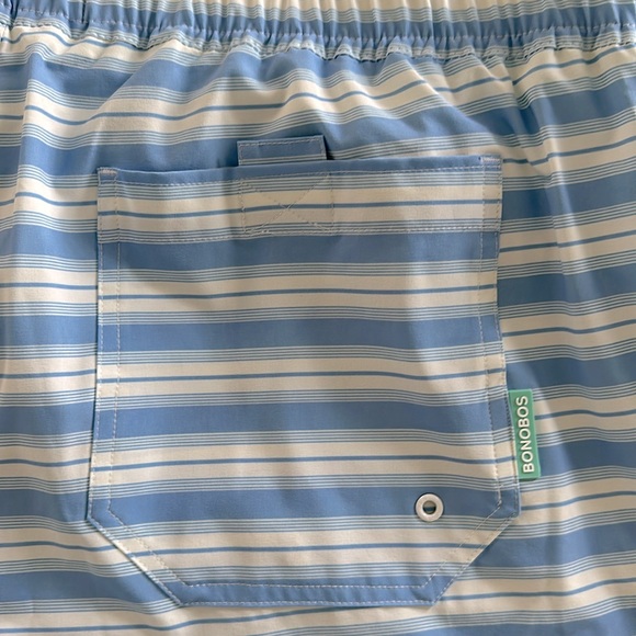 Men’s Bonobos Riviera Blue Striped Swim Trunks Drawstring Size 2XL XXL - Picture 4 of 5